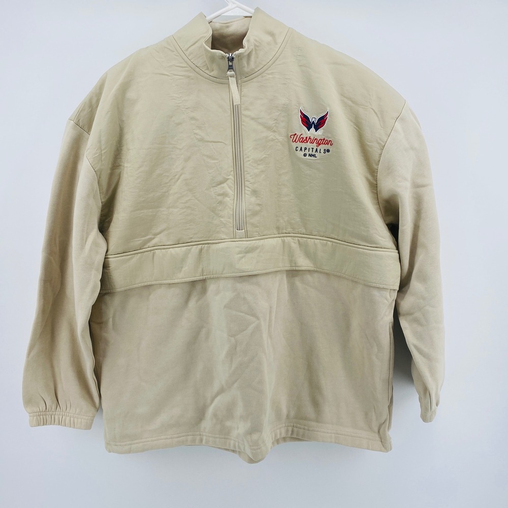 NHL Washington Capitals Quarter Zip Pullover Tan NWT Mens XL